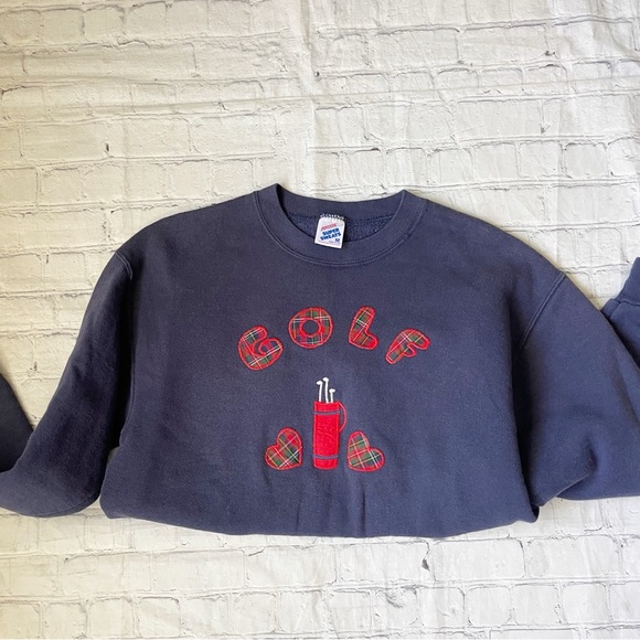 Jerzees Tops - Jerzees Vintage Super Sweats Dark Blue Golf Sweater